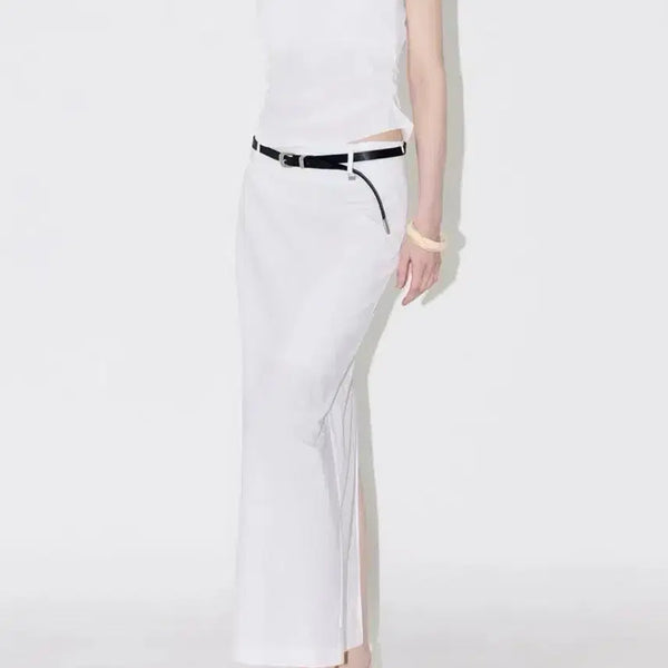 [BUNJANG] Moot Crinkle Semi Low-Waist Maxi Skirt / 문트 크링클 세미 로우웨이스트 맥시 스커트