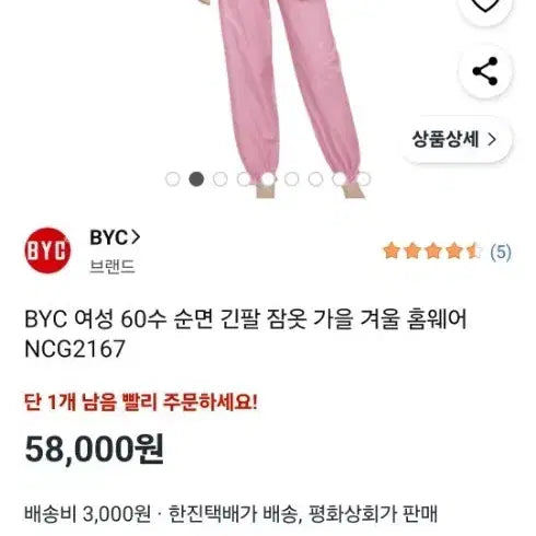 [BUNJANG] BYC 60s Cotton Pajama Set Women's Pink / BYC 여성 60수 순면 잠옷 세트 95 핑크
