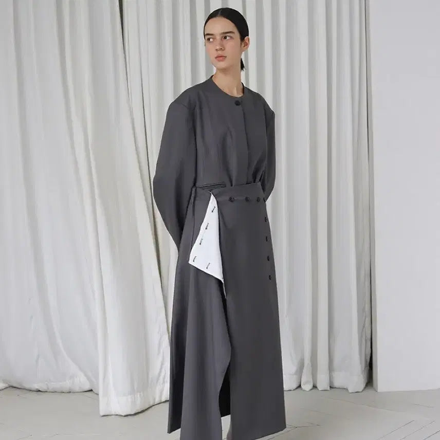 [BUNJANG] Opheden Cross Button Wrap Skirt - Gray / Opheden 오브헤덴 크로스버튼랩스커트 그레이