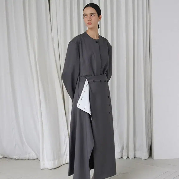 [BUNJANG] Opheden Cross Button Wrap Skirt - Gray / Opheden 오브헤덴 크로스버튼랩스커트 그레이
