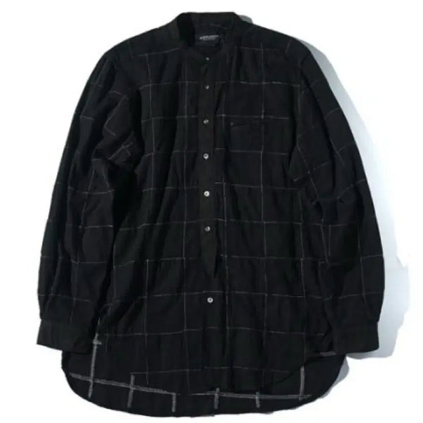 [BUNJANG] Eastlogue Banded Collar Long Shirt Black Madras / 이스트로그 밴디드 칼라 롱 셔츠 블랙 마드라스