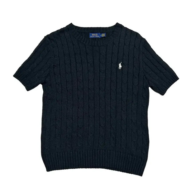 [BUNJANG] Polo Ralph Lauren Women's Black Short Sleeve Knit Top / M 폴로랄프로렌 여성용 블랙 반팔 니트
