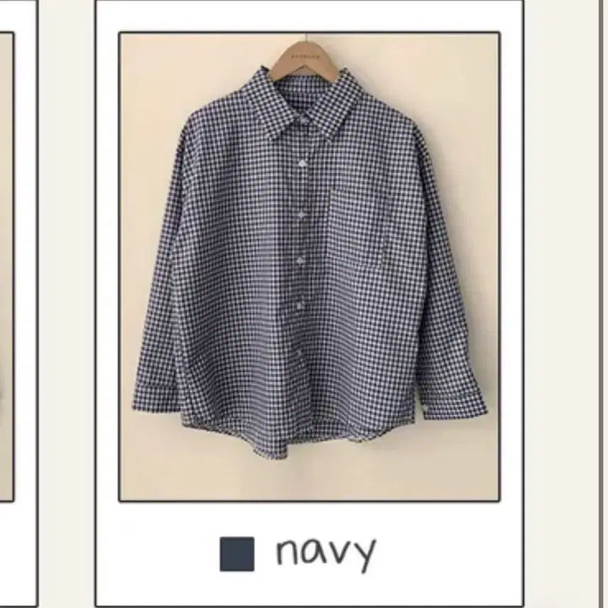 [BUNJANG] Checkered Shirt Navy Cotton Blend / 에이블리 체크남방 셔츠