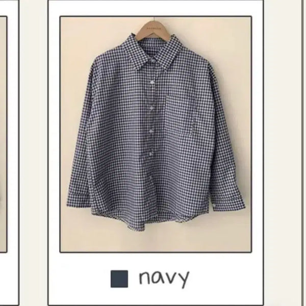 [BUNJANG] Checkered Shirt Navy Cotton Blend / 에이블리 체크남방 셔츠