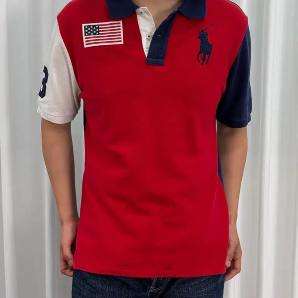 [BUNJANG] Polo Ralph Lauren Big Pony American Flag Polo Shirt / [M]폴로 랄프로렌 빅포니 성조기 카라티