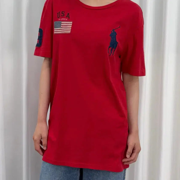 [BUNJANG] Polo Ralph Lauren Big Pony USA Flag T-Shirt / [M]폴로 랄프로렌 빅포니 성조기 반팔 티셔츠
