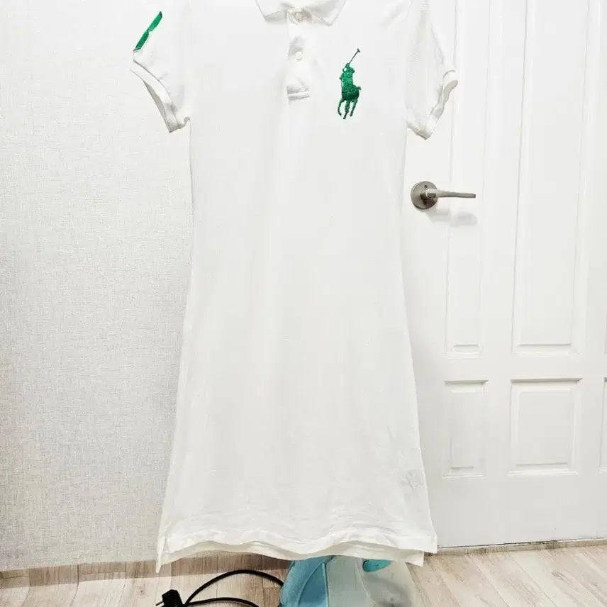 [BUNJANG] Ralph Lauren Polo Big Pony PK Short Sleeve Dress White/Green / (90)S 우주매물 랄프로렌폴로 빅포니 [흰초] PK폴로 반팔원피스