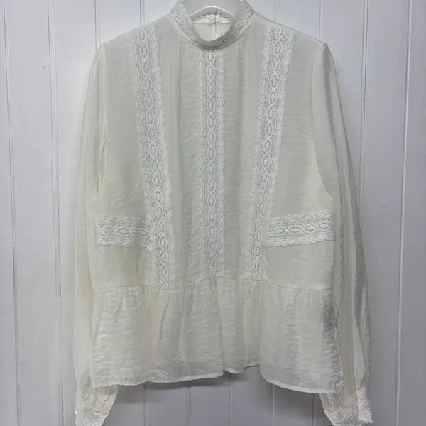 [BUNJANG] Zara Lace Blouse Ivory / 자라 레이스 블라우스 S(44-마른55)  마