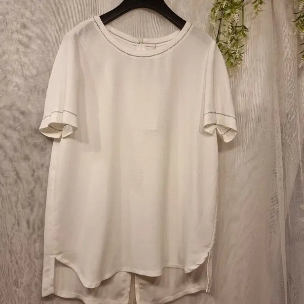 [BUNJANG] Stéphane Schneider White S-Size Blouse / 새옷 S 반팔 화이트 블라우스 스테파넬