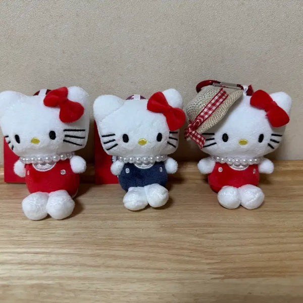 [BUNJANG] Hello Kitty Pearl Necklace Plush Doll Keychain Bundle Set New / (일괄, 새상품)진주목걸이 헬로키티 인형 키링