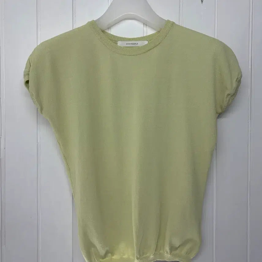 [BUNJANG] Stay People Green Summer Knit Short Sleeve T-Shirt F (44-Slim 55) / 스테이피플 연두색 여름니트 반팔티 F(44-마른55) 바