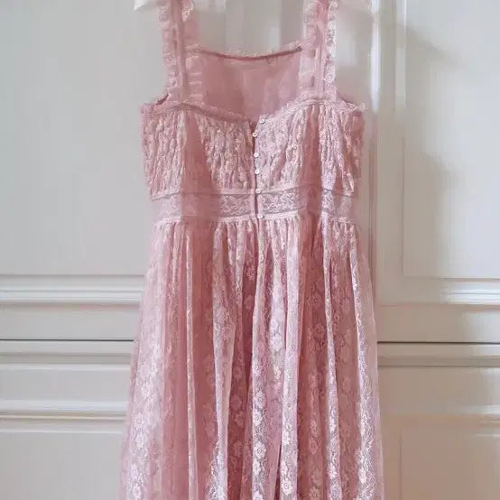 [BUNJANG] Fletta Pink Lace Long Dress / fletta 핑크 레이스 롱 원피스 플레따