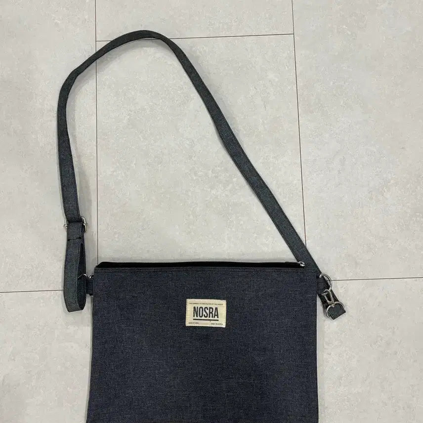 [BUNJANG] Canvas Crossbody Bag (Dark Grey) / 캔버스 크로스백 (다크 그레이)