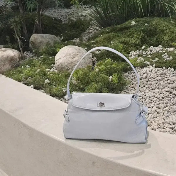 [BUNJANG] Glossy Pastel Ice Blue Buckle Shoulder Bag / [새상품/*바로발송*] 글로시 파스텔 아이스 블루 광택 버클 숄더백
