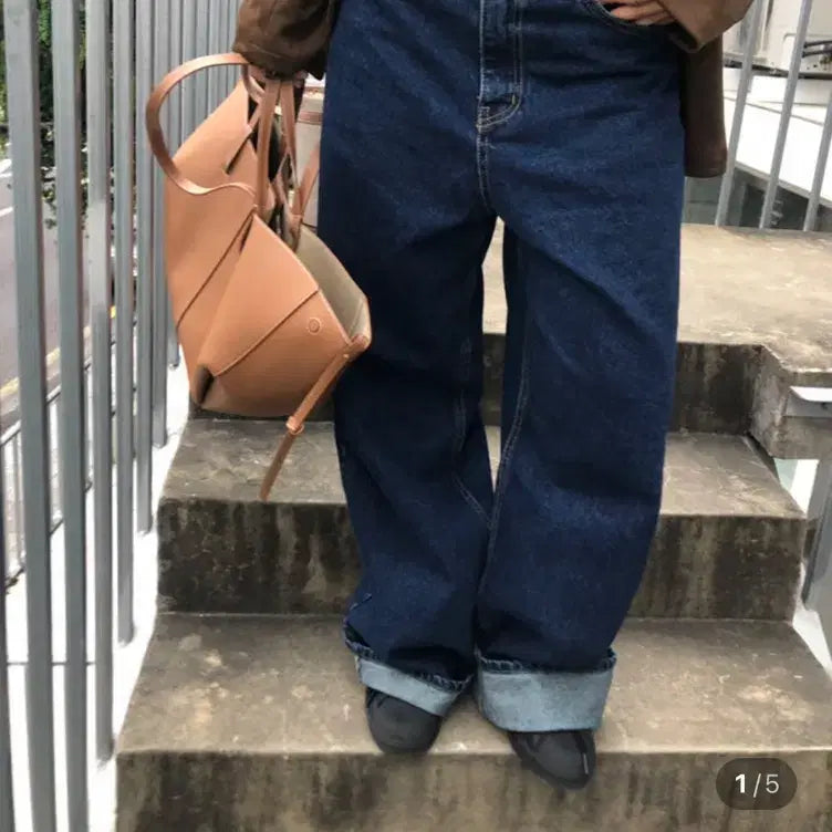 [BUNJANG] Camellila Dark Wash Denim Wide Pants (M) / 카멜리라 진청 데님 와이드 팬츠 (M)