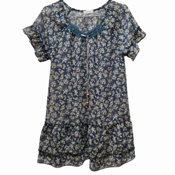 [BUNJANG] Mori Girl Teal Small Floral Vintage Dress / 모리걸 청록 잔꽃 빈티지 원피스