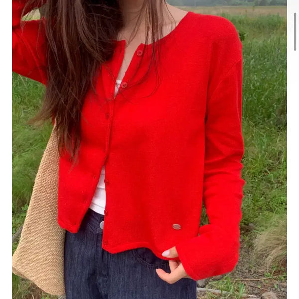 [BUNJANG] Real Coco V-Neck Long Sleeve Cardigan / 리얼코코 매니브 긴팔 가디건 브이넥