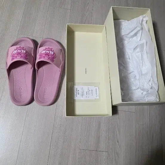 [BUNJANG] Kenzo Pink Slides (235 Size) with Original Box / 정품 KENZO 겐조 핑크 슬리퍼 + 정품 박스 235사이즈