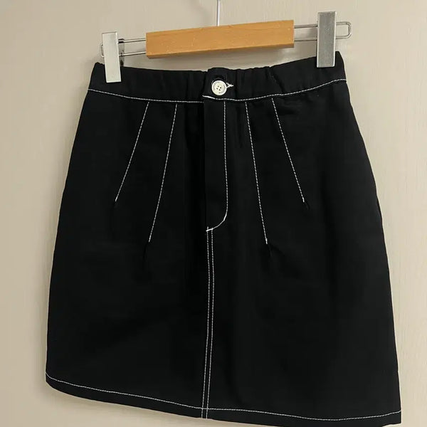 [BUNJANG] Tageto Stitch Mini Skirt Black / 타게토 스티치 미니 스커트 블랙