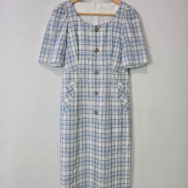 [BUNJANG] It MICHAA Square Neck Check Dress / 잇미샤 스퀘어넥 체크 원피스