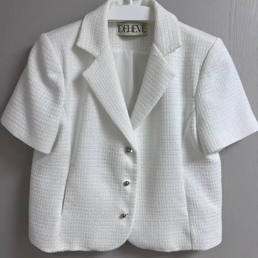 [BUNJANG] DEHEVE White Tweed Crop Jacket / DEHEVE 드헤베 화이트 트위드 크롭 자켓