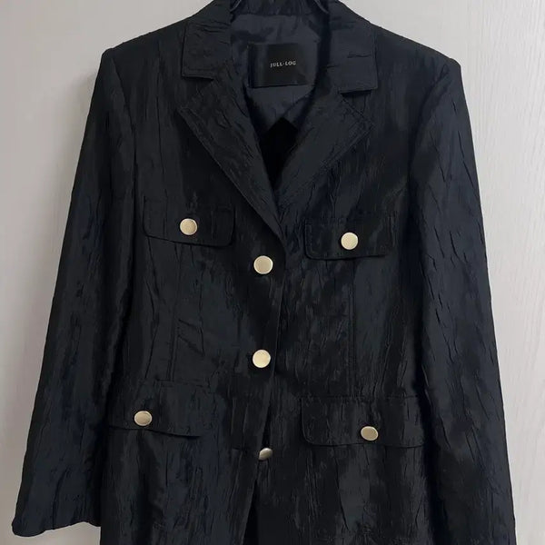 [BUNJANG] Joollog Black Crinkle Summer Jacket / 줄로그 블랙 크링클 썸머 자켓