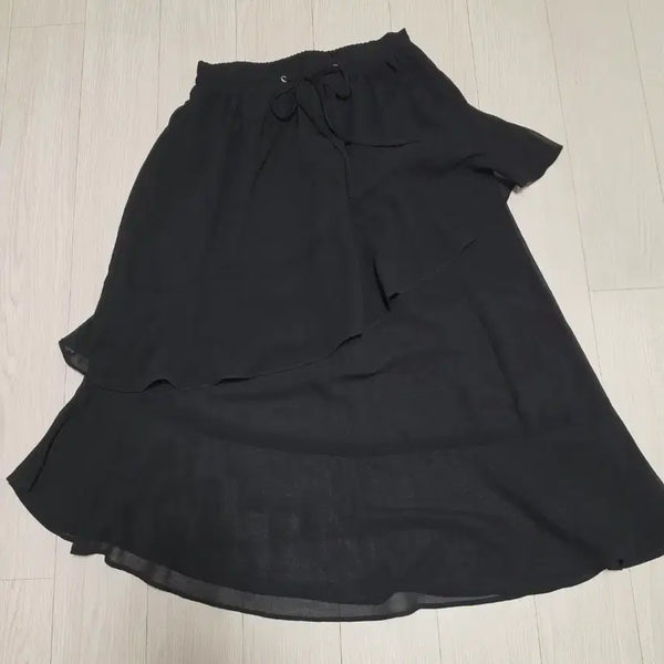 [BUNJANG] Black Chiffon Ruffle Tiered Mini Skirt / 블랙 쉬폰 프릴 캉캉 스커트