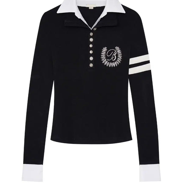 [BUNJANG] Bonnae Beaded Double Collar Top (Black) / bonnae  Beaded double collar top (Black)