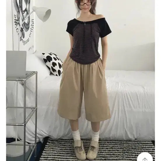 [BUNJANG] Beige Bermuda Shorts / 베이지 버뮤다 팬츠