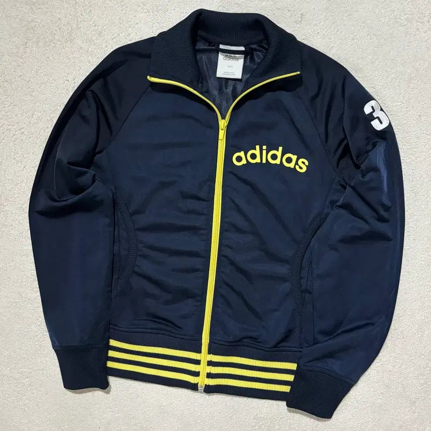 [BUNJANG] Adidas Y2K Spellout Jersey Navy Yellow / 아디다스 y2k 스펠아웃 네이비 옐로우 남노 배색 작사 딱붙 져지