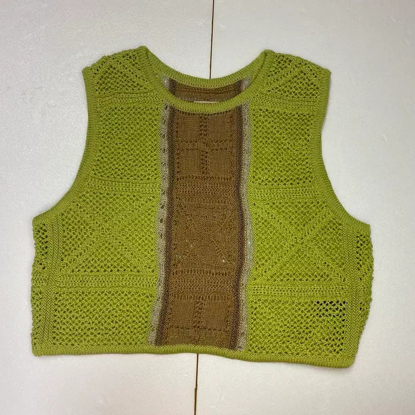 [BUNJANG] Kapital 7G Crochet Bustier Lime Knit Top / Kapital 7g 크로쉐니트 뷔스티에 라임 여성용 1