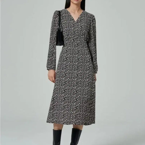 [BUNJANG] 8 Seconds Flower Print Long Dress Black S / 에잇세컨즈 플라워 프린트 원피스 롱원피스 블랙 S