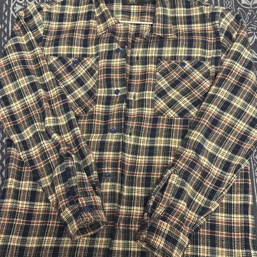 [BUNJANG] RRL Plaid Flannel Camp Shirt / Rrl 더블알엘 플란넬 플레이드 캠프셔츠 L