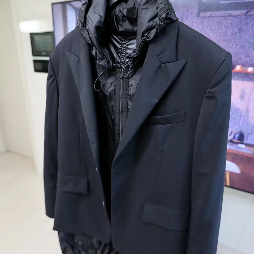[BUNJANG] JUNJI Layered Blazer Windbreaker Set - Black (Size 50) / 준지 레이어드 블레이저 바람막이 세트 블랙 50