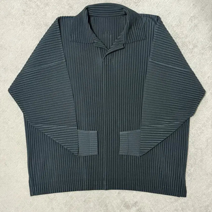 [BUNJANG] Issey Miyake Homme Plissé Long Sleeve Polo Shirt Dark Green Size 3 / (가격할인) 이세이미야케 옴므플리세 긴팔 폴로셔츠 다크그린 3