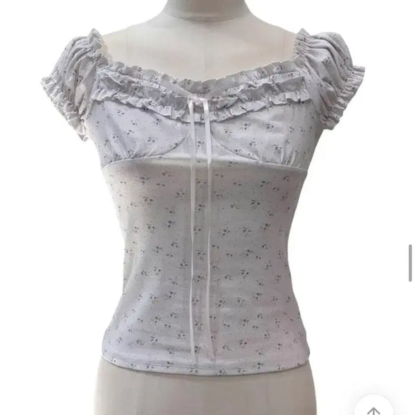 [BUNJANG] Ablly Flower Pattern Frill Blouse / 에이블리 플라워 패턴 프릴 블라우스 새상품