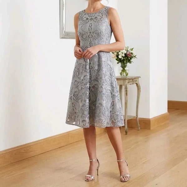 [BUNJANG] Sleeveless Dress with Blue Silver Embroidery and Lace / 블루 실버 자수 레이스 2부 연주회 원피스