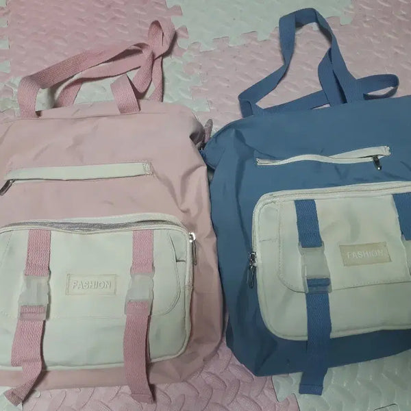 [BUNJANG] Fashion Tote Bag Backpack Pink/Blue / 패션 토트백 겸 백팩 핑크/블루