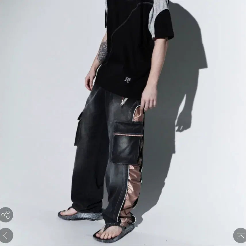 [BUNJANG] RSSC Wrinkle Mixed Cargo Denim Pants / 알에스에스씨 WRINKLE MIXED CARGO DENIM PANTS