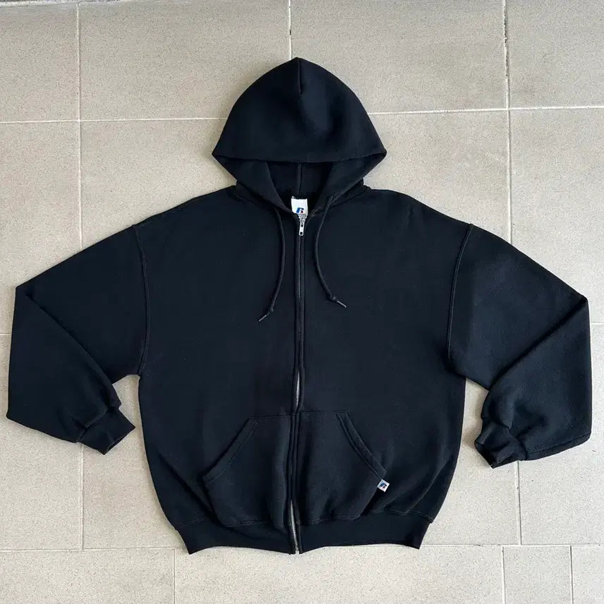 [BUNJANG] 00s Russell Athletic Black Hoodie Zip-Up L / 00s 빈티지 러셀 후드집업 블랙 L