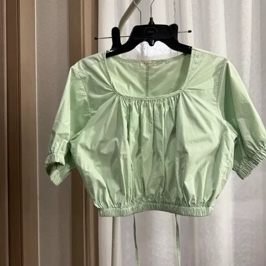 [BUNJANG] Mint Shirring Blouse (Size 44-55) / 민트 셔링 블라우스 44-55