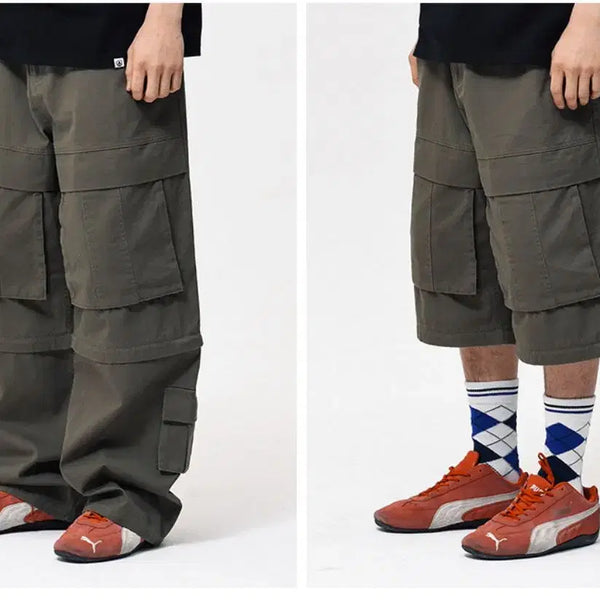 [BUNJANG] Physical Department Detachable Big Cargo Pants Khaki / 피지컬 디파트먼트 디테쳐블 빅 카고 팬츠 카키