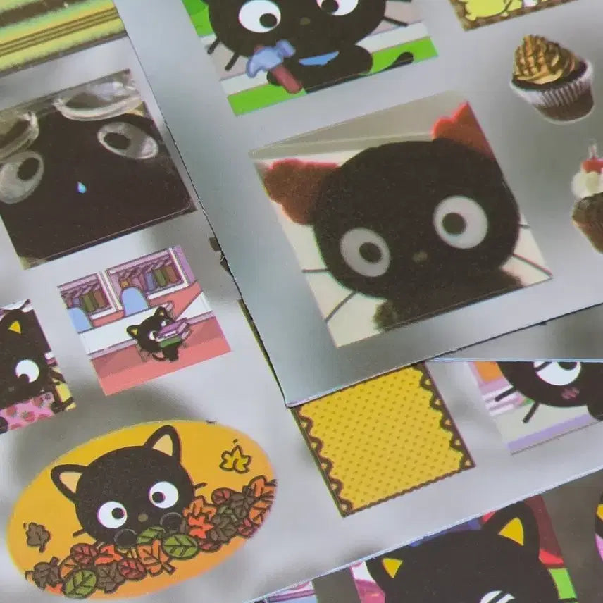 [BUNJANG] Chococat Black Cat Cupcake Mint Chocolate Sticker Set / 초코캣 검은 고양이 스티커 컵케이크 민트초코 키치 다꾸 스티커