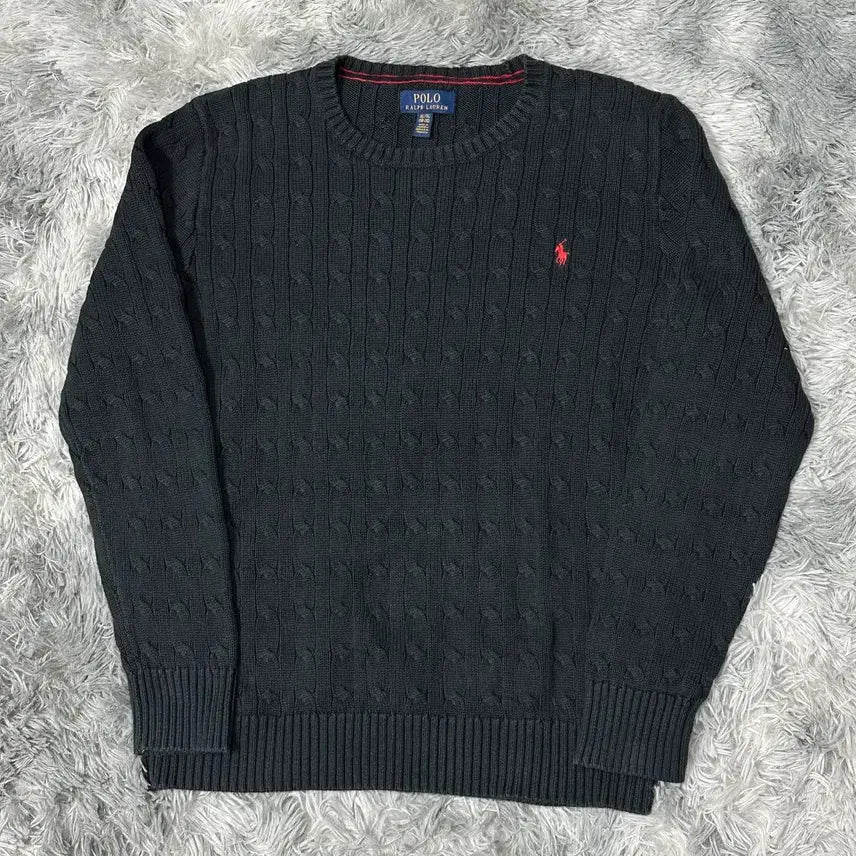 [BUNJANG] Polo Ralph Lauren Black Cable Knit Sweater Women's XL / 폴로랄프로렌 블랙 케이블 니트