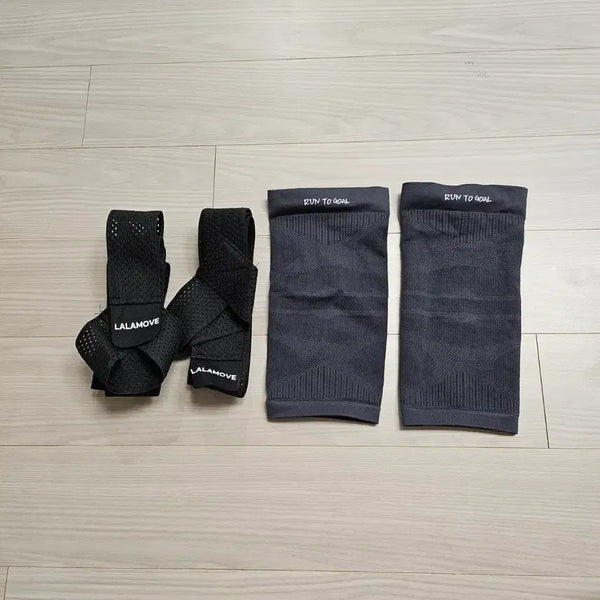[BUNJANG] Health & Running Knee & Ankle Support Set (2 Knee Braces + 2 Ankle Braces) / 미사용 새상품 )헬스 러닝 무릎보호대2개+ 발목보호대2개 세트