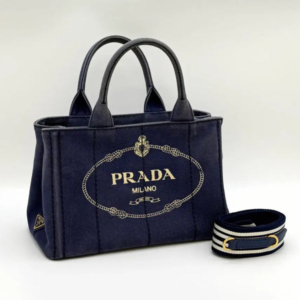 [BUNJANG] Prada Canapa Denim Tote Bag & Shoulder Bag / [100%정품] 프라다 카나파 여성 토트백 & 숄더백