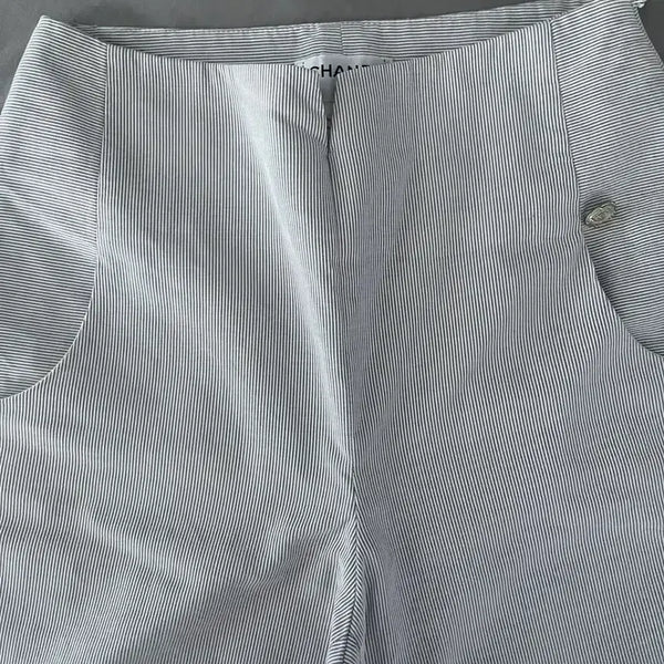 [BUNJANG] Chanel White Stripe Pants / CHANEL 샤넬 화이트 스트라이프 4계절 팬츠