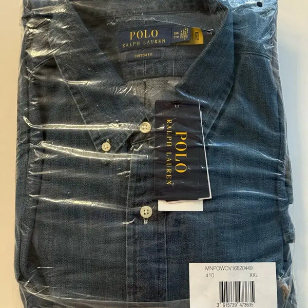 [BUNJANG] Polo Custom Fit Chambray Shirt Dark Indigo New / [XXL] 폴로 커스텀 핏 샴브레이 셔츠 진청 새상품