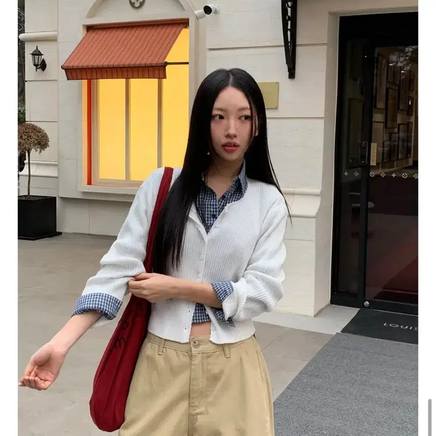 [BUNJANG] Baydelli Made Pudding Ribbed Frill Knit Cardigan / 베이델리 메이드 푸딩 골지 프릴 니트 가디건