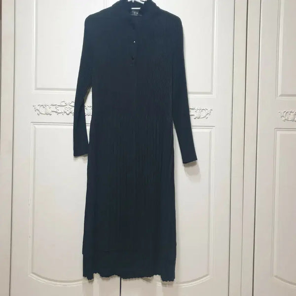 [BUNJANG] Yeoubi Pleated Long Dress Black / 여우비플리츠롱원피스